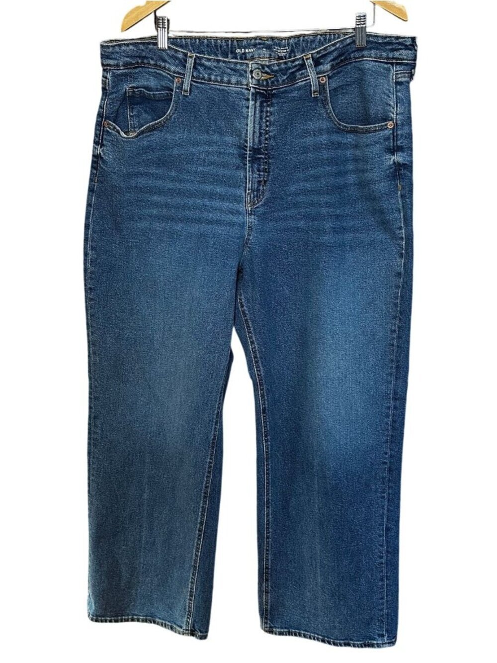 Old Navy Sky-Hi Wide Leg Jeans Plus Size 18 High Rise Medium Wash Stretch